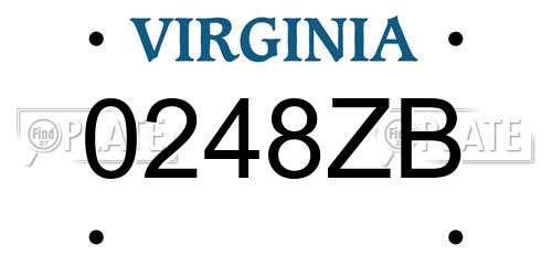 0248ZB Virginia License Plate