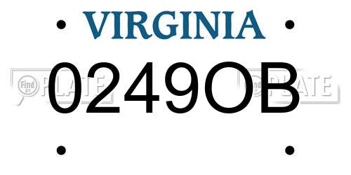 0249OB Virginia License Plate