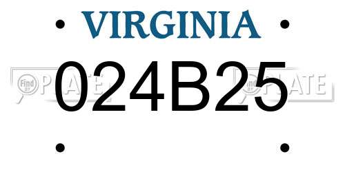 024B25 Virginia License Plate