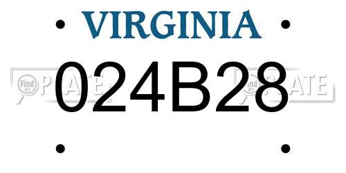 024B28 Virginia License Plate