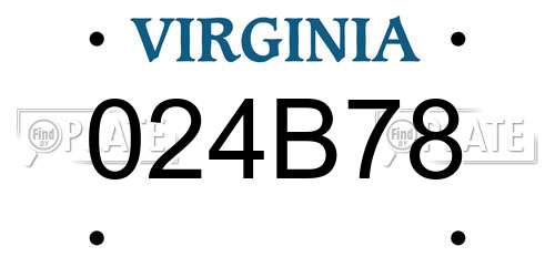 024B78 Virginia License Plate