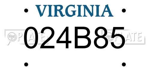 024B85 Virginia License Plate