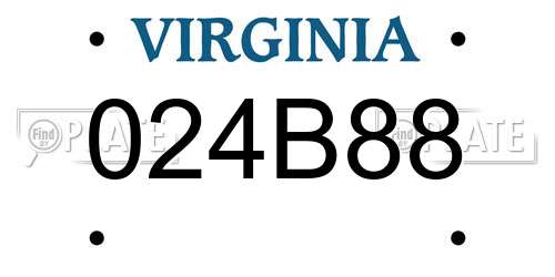 024B88 Virginia License Plate