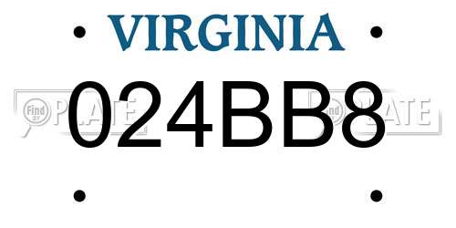 024BB8 Virginia License Plate