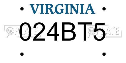 024BT5 Virginia License Plate