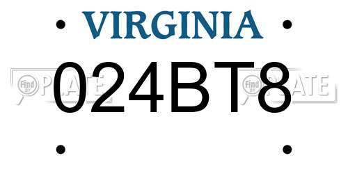 024BT8 Virginia License Plate