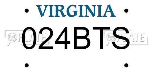 024BTS Virginia License Plate