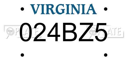 024BZ5 Virginia License Plate