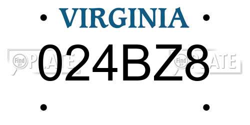 024BZ8 Virginia License Plate