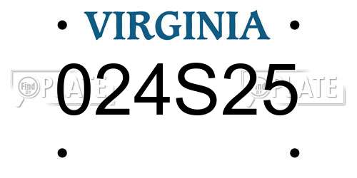 024S25 Virginia License Plate