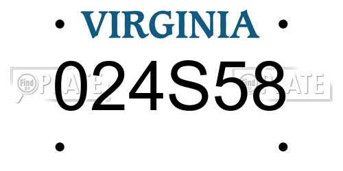 024S58 Virginia License Plate