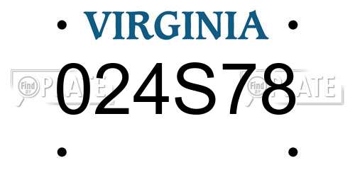 024S78 Virginia License Plate