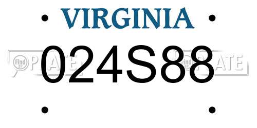 024S88 Virginia License Plate