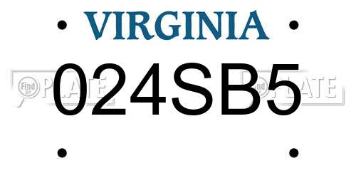 024SB5 Virginia License Plate