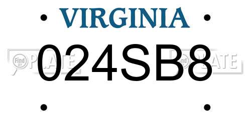 024SB8 Virginia License Plate