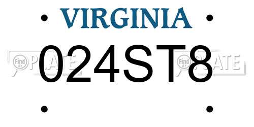 024ST8 Virginia License Plate