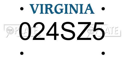 024SZ5 Virginia License Plate