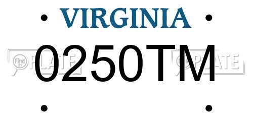 0250TM Virginia License Plate