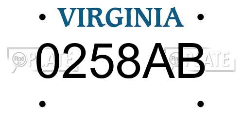0258AB Virginia License Plate