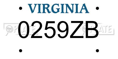 0259ZB Virginia License Plate