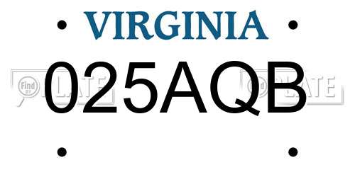 025AQB Virginia License Plate