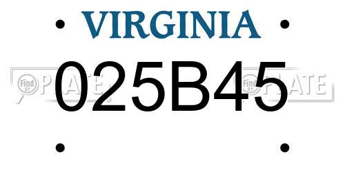 025B45 Virginia License Plate