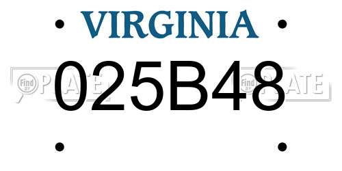 025B48 Virginia License Plate
