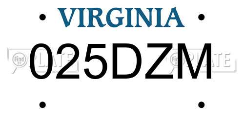 025DZM Virginia License Plate