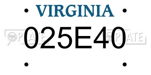 025E40 Virginia License Plate