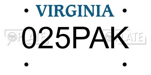 025PAK Virginia License Plate