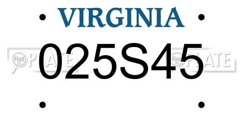 025S45 Virginia License Plate