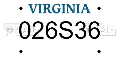 026S36 Virginia License Plate