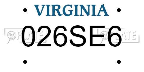 026SE6 Virginia License Plate