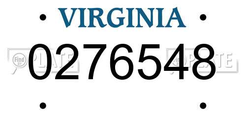 0276548 Virginia License Plate