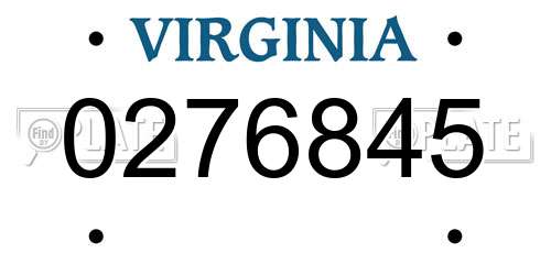 0276845 Virginia License Plate