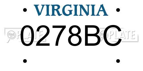 0278BC Virginia License Plate