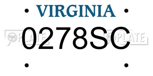 0278SC Virginia License Plate