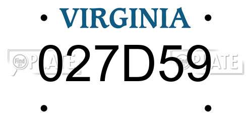 027D59 Virginia License Plate