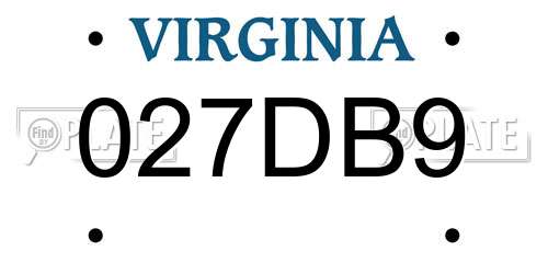 027DB9 Virginia License Plate