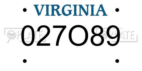 027O89 Virginia License Plate