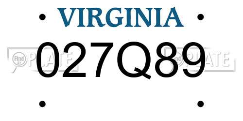 027Q89 Virginia License Plate