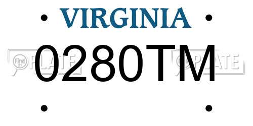 0280TM Virginia License Plate
