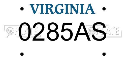 0285AS Virginia License Plate