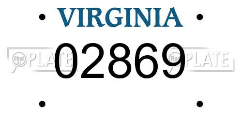 02869 Virginia License Plate