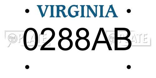 0288AB Virginia License Plate