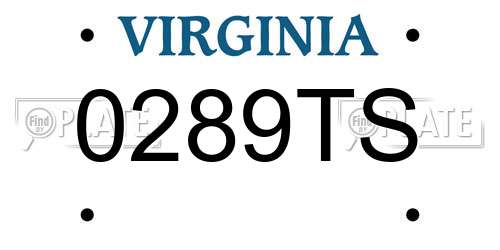 0289TS Virginia License Plate