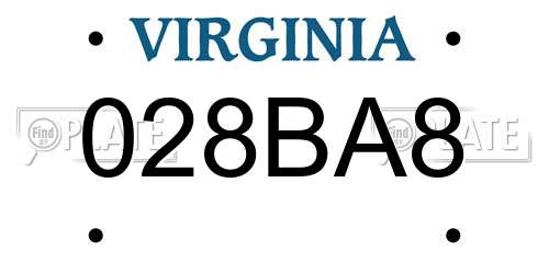 028BA8 Virginia License Plate