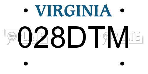 028DTM Virginia License Plate