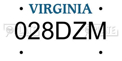 028DZM Virginia License Plate
