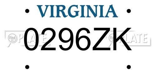 0296ZK Virginia License Plate